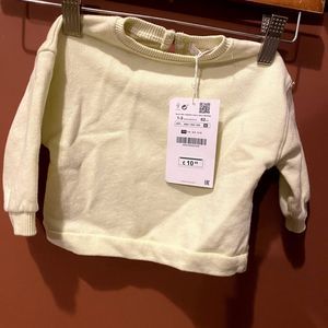 NWT ZARA BABY GIRL YELLOW/GREEN LONG SLEEVE SWEATSHIRT SIZE 1-3 MONTHS